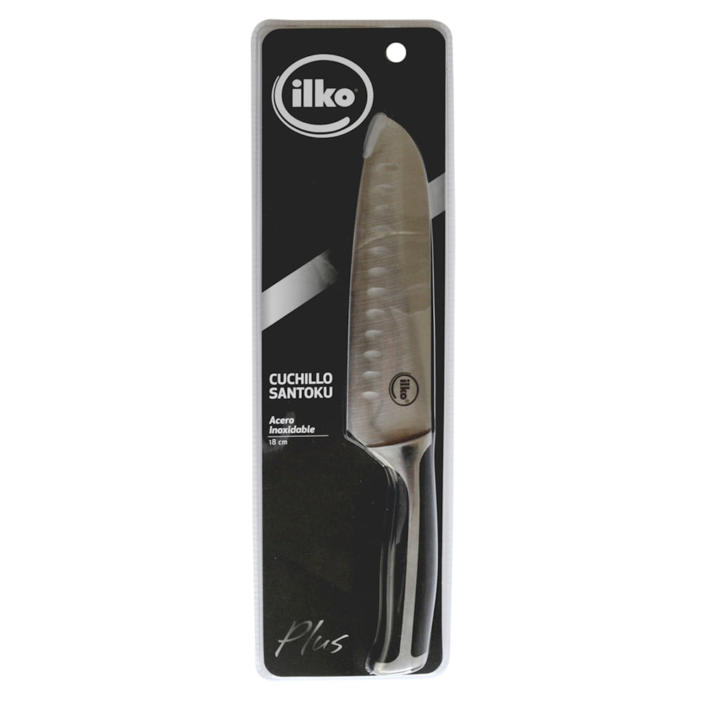 CUCHILLO SANTOKU 18 CM ACERO INOXIDABLE PLUS ILKO - cocinailko